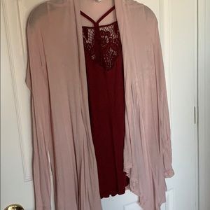 Burgundy Lace Tank Top